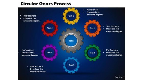 PowerPoint Slide Designs Circular Gears Process Teamwork Ppt Template