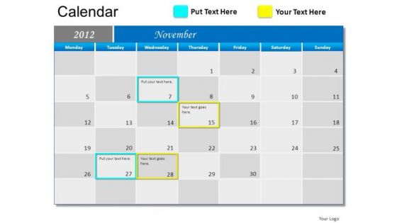 PowerPoint Slide Growth Blue Calendar 2012 Ppt Design