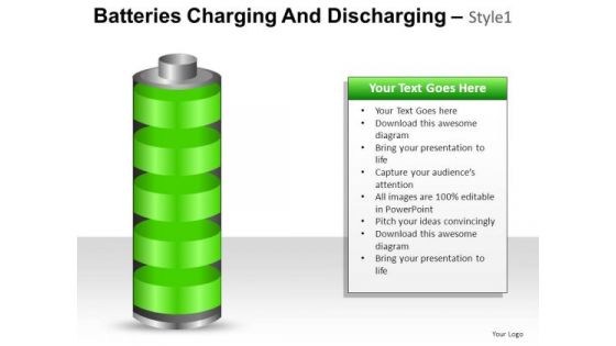 PowerPoint Slide Strategy Batteries Charging And Discharging Ppt Slide