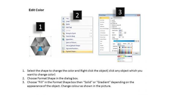 PowerPoint Slidelayout Leadership Hexagon Pie Chart Ppt Theme
