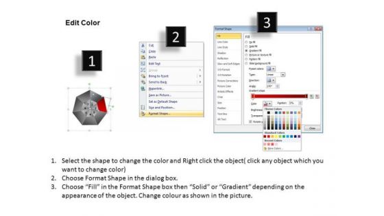 PowerPoint Slides Strategy Hexagon Pie Chart Ppt Theme
