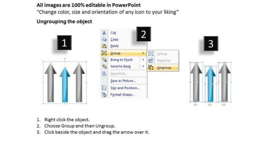 PowerPoint Template Arrows Of Tasks Project 3 Pointing