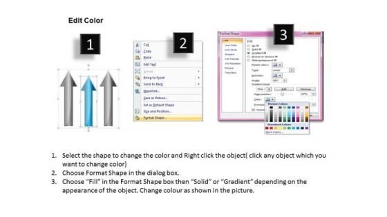 PowerPoint Template Arrows Of Tasks Project 3 Pointing