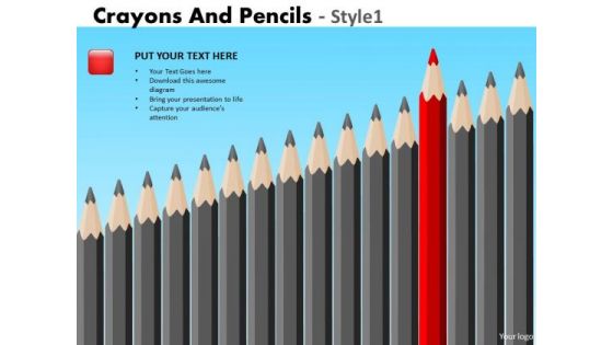 PowerPoint Template Business Education Crayons And Pencils Ppt Slides