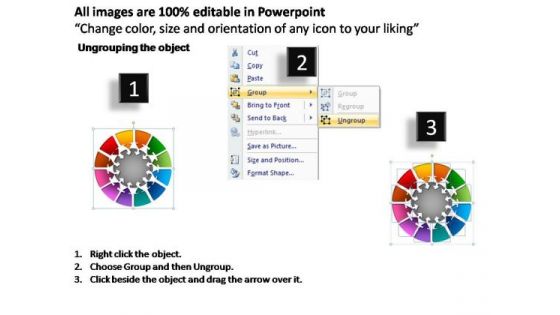 PowerPoint Template Growth Pie Chart With Arrows Ppt Backgrounds