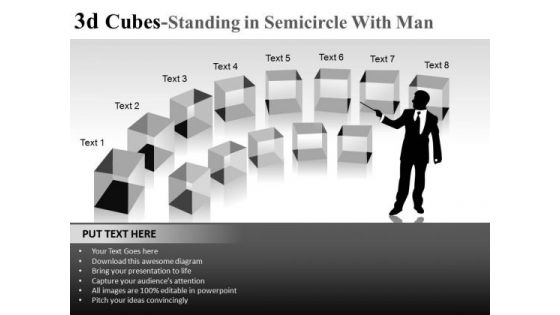 PowerPoint Text Boxes With 3d Cubes Editable Ppt Slide Diagrams