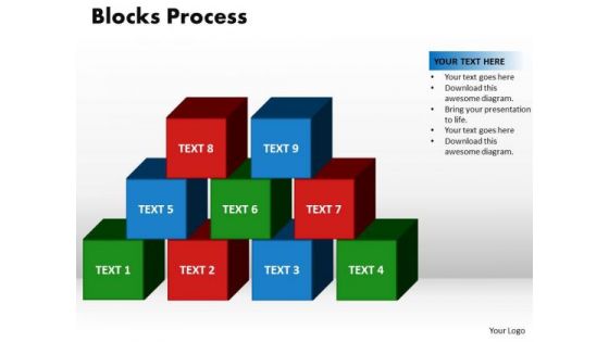 PowerPoint Theme Blocks Process Marketing Ppt Design Slides