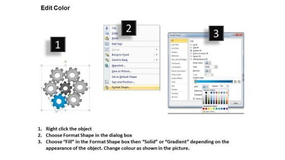 PowerPoint Theme Editable Circular Gears Ppt Process
