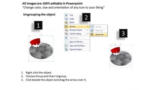 PowerPoint Theme Growth Pie Chart Puzzle Process Ppt Design Slides