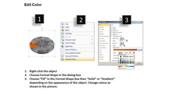PowerPoint Theme Growth Pie Chart Puzzle Process Ppt Slide