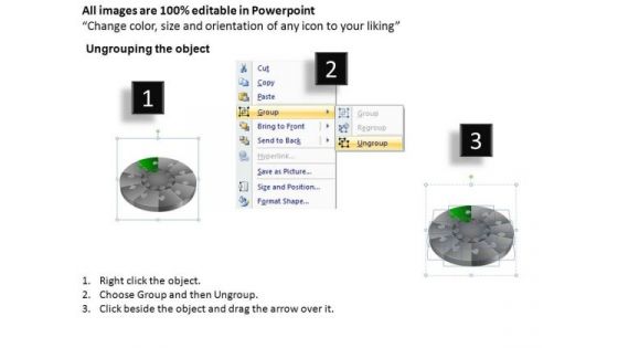PowerPoint Theme Strategy Puzzle Segment Pie Chart Ppt Process