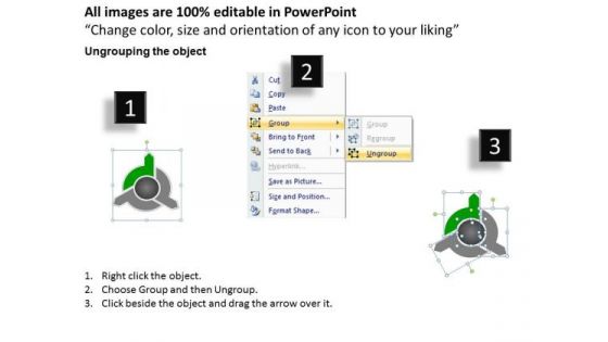 Ppt 3 Arrows PowerPoint Templates Different Directions Quiz Smartart Green