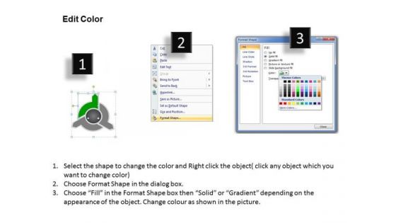 Ppt 3 Arrows PowerPoint Templates Different Directions Quiz Smartart Green