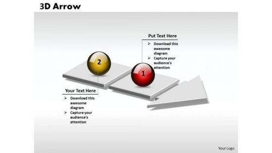 Ppt 3d Arrow Linear Sequence Of 2 Stages PowerPoint Templates