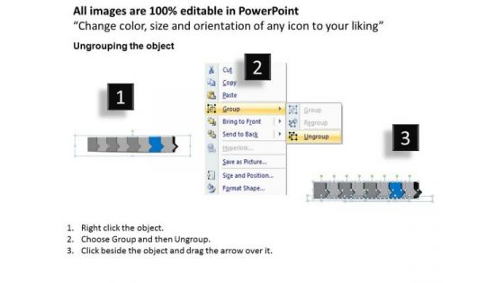 Ppt 3d Horizontal Illustration To Defend Marketing Losses Eight Steps PowerPoint Templates
