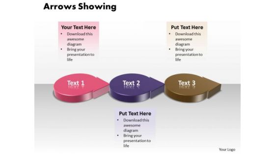 Ppt 3d Multicolor Arrows PowerPoint Templates Showing Three Stage