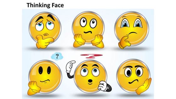 Ppt A Shiney Emoticon Thinking Face Business Management PowerPoint Templates