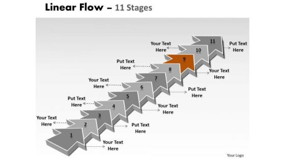 Ppt Background 11 Steps Straight Line Linear Arrows PowerPoint Slide Text Process 10 Graphic