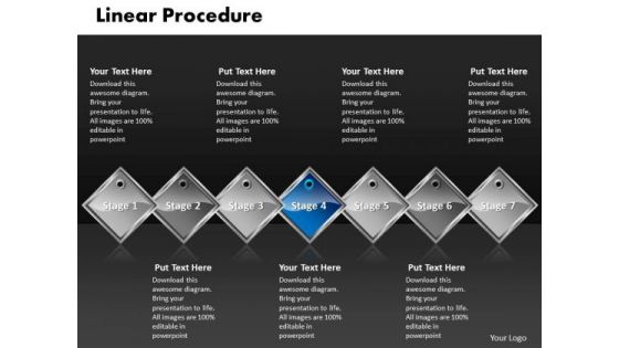 Ppt Blue Diamond Linear Procedure 7 State PowerPoint Template Diagram Templates