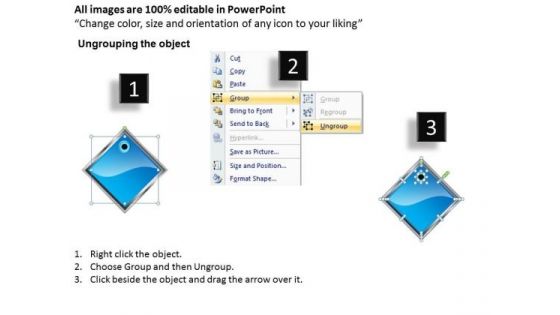 Ppt Blue Diamond Linear Writing Process PowerPoint Presentation 7 Stages Templates