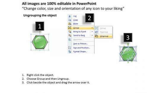 Ppt Colorful Hexagonal Text Align Boxes PowerPoint 2010 3 Process Templates