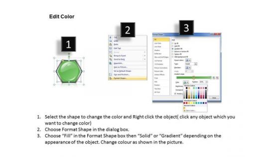Ppt Colorful Hexagonal Text Align Boxes PowerPoint 2010 3 Process Templates