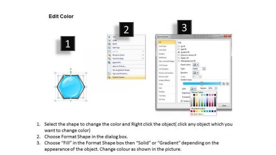 Ppt Colorful Hexagonal Text Boxes PowerPoint Template 3 Steps Templates