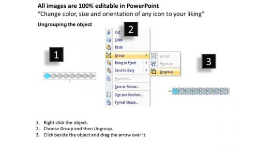 Ppt Correlated Circular Arrows In Straight Line 8 Stages Blue PowerPoint Templates