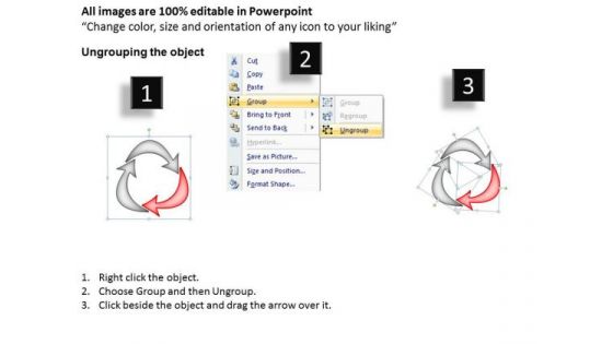 Ppt Curved PowerPoint Graphics Arrows Stage 2 Forming Triangle Templates