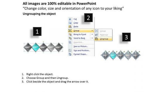 Ppt Cyan Diamond Successive Action 5 State Diagram PowerPoint Templates