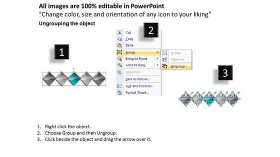 Ppt Cyan Diamond Successive Course 5 State Diagram PowerPoint Templates