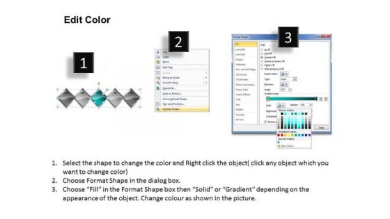 Ppt Cyan Diamond Successive Course 5 State Diagram PowerPoint Templates