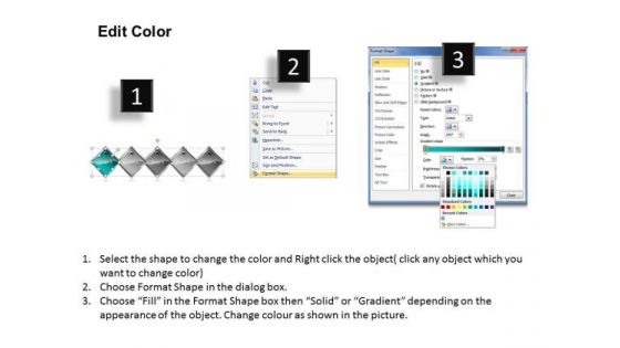 Ppt Cyan Diamond Successive Practice 5 State PowerPoint Project Diagram Templates