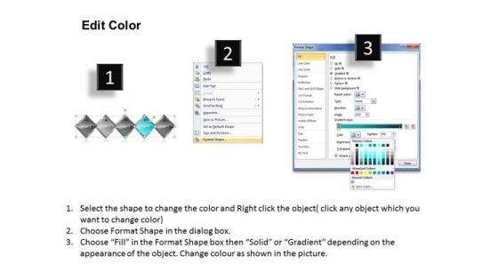 Ppt Cyan Diamond Successive Procedure 5 Power Point Stage PowerPoint Templates