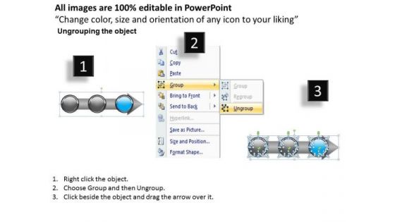 Ppt Direct Description Of Arrow Process Using Stage 3 PowerPoint Templates