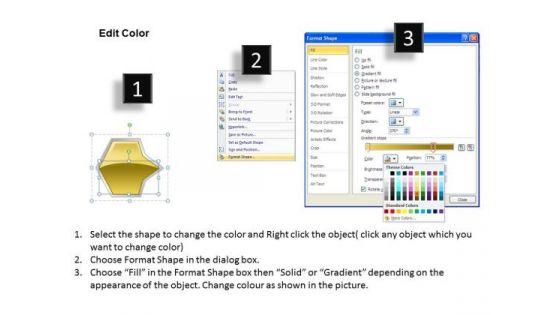 Ppt Direct Flow Of Yellow Octagonal Circular Arrows PowerPoint 2007 Stages Templates