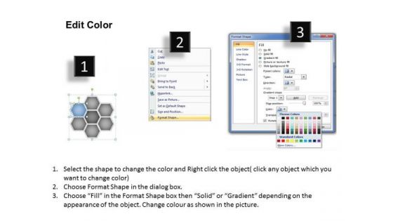 Ppt Hexagon Shapes Chart Editable Layouts PowerPoint 2003 2010 Templates