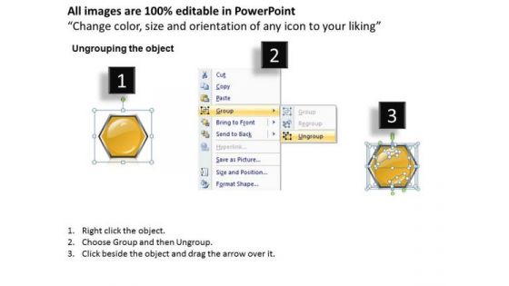 Ppt Hexagonal Text Boxes PowerPoint Template 4 Stage Templates