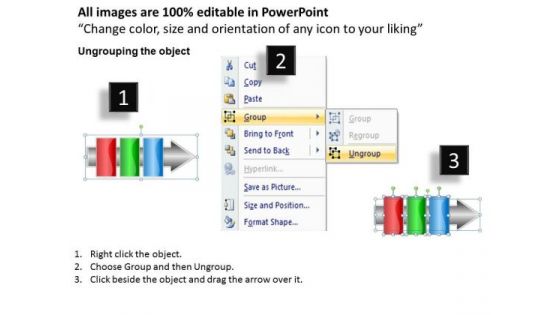 Ppt Horizontal Flow 3 Stages1 PowerPoint Templates