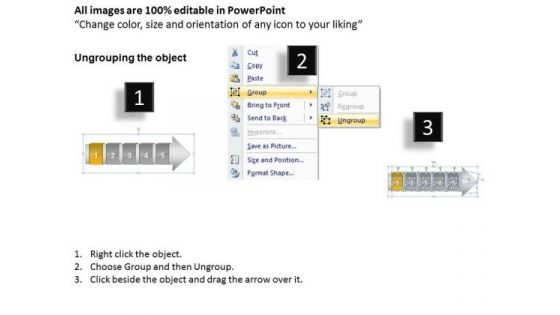 Ppt Horizontal Flow Of 5 Stage Free Fishbone Diagram PowerPoint Template 2 Design