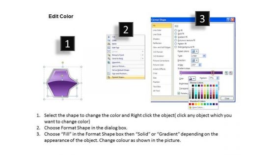Ppt Horizontal Flow Of Purple Octagonal Arrow 7 Power Point Stage PowerPoint Templates