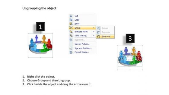 Ppt Illustration Of 3d Pie Org Chart PowerPoint 2010 With Standing Busines Men Templates