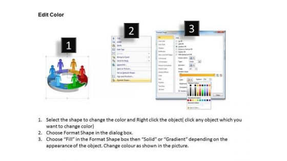 Ppt Illustration Of 3d Pie Org Chart PowerPoint 2010 With Standing Busines Men Templates