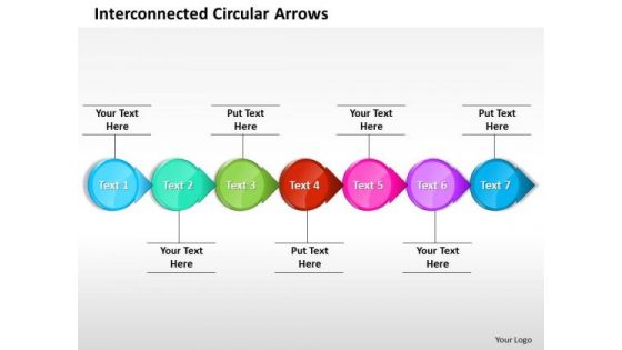 Ppt Interconnected Stock Exchange Circular Arrows Straight Line 7 Stages PowerPoint Templates
