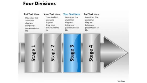 Ppt Linear Flow 4 Divisions2 PowerPoint Templates