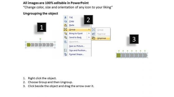 Ppt Linear Flow Illustration Practice The PowerPoint Macro Steps Of An Action Templates