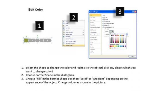 Ppt Linear Flow Illustration Practice The PowerPoint Macro Steps Of An Action Templates