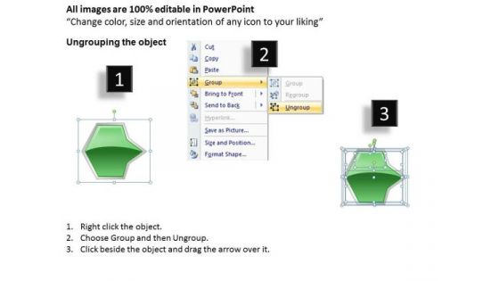 Ppt Linear Flow PowerPoint Theme Of Green Octagonal Arrow 7 Stage Templates
