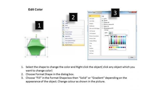 Ppt Linear Flow PowerPoint Theme Of Green Octagonal Arrow 7 Stage Templates