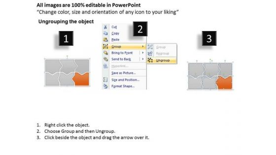 Ppt Orange Piece Connected In Linear Process Flow PowerPoint Template Templates